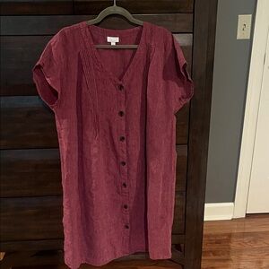 J. Jill Burgundy Button-Down Dress